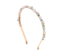 GYTHTPZR 1pc Rose Quartzs Headbands For Women Irregular Gravel Natural Stone Crystal Amethysts Citrines Aquamarines Hair Hoops Jewelry(Morganite)