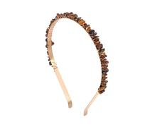 GYTHTPZR 1pc Rose Quartzs Headbands For Women Irregular Gravel Natural Stone Crystal Amethysts Citrines Aquamarines Hair Hoops Jewelry(Tiger Eye Stone)