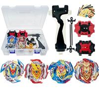 Gytobytle Valkyrie&Achilles 4in1 Bey Spinning Tops with Box Metal Fusion Burst Blade Battling Battle Gyros Set, with Launcher Handle