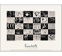 GYTRI CGFHJ Wassily Kandinsky Poster Color lattice Prints Abstract Wall Art Picture《Thirty》Wassily Kandinsky Canvas Painting For Parlor Decor 60x90cm Unframed