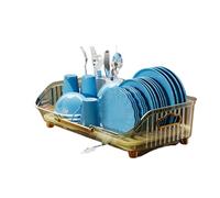 GYTTDERFL Kitchen Shelves Dish Drying Rack Eco-friendly Drainer Rack With Drain Basket Tableware Bowl Organizer Kitchen Utensils Dish Storage Rack(B green)