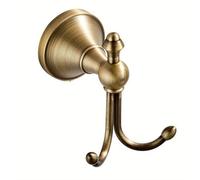 GYTTDERFL Retro Metal Hooks Solid Brass Double Hooks Towel Rack, Antique Bath Robe Hook, Vintage Bathroom Door Clothes Hanger for Kitchen