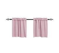 GYTTDERFL Short Curtains Kitchen Blackout Window Curtains Thermal Insulated Short Curtain Living Room Bedroom Rod Pocket Waffle Weave Tier Small Panels(Pink,85x76cm)