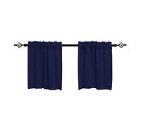 GYTTDERFL Short Curtains Kitchen Blackout Window Curtains Thermal Insulated Short Curtain Living Room Bedroom Rod Pocket Waffle Weave Tier Small Panels(Deep Blue,132x76cm)
