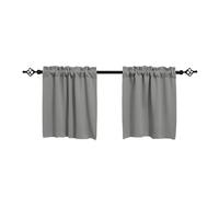 GYTTDERFL Short Curtains Kitchen Blackout Window Curtains Thermal Insulated Short Curtain Living Room Bedroom Rod Pocket Waffle Weave Tier Small Panels(Grey,85x61cm)