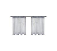 GYTTDERFL Short Curtains Solid Short Sheer Curtains Gauze Tulle Kitchen Curtains Waffle Weave Tier Voile Window Panels Bathroom Bedroom Small Curtains(Gray-1 Panel,W76xH92cm)