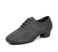GYUBL Women's Ballroom Dance Shoes Lace up Latin Salsa Practice Teaching Shoes,Model LP112-Black-3-MD,UK 4