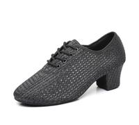 GYUBL Women's Ballroom Dance Shoes Lace up Latin Salsa Practice Teaching Shoes,Model LP112-Black-5-MD,UK 5.5