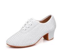 GYUBL Women's Ballroom Dance Shoes Lace up Latin Salsa Practice Teaching Shoes,Model LP112-White-5-MD,UK 5.5