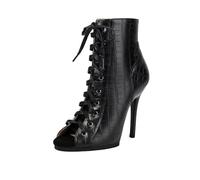 GYUBL Women's Latin Dance Boots Lace-up Dance Heels Salsa Tango Bachata Ballroom Practice Performance Dancing Boots,DS3220-BlackStone-11,UK4