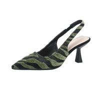 GYUBL Women's Pointed Toe Open Back High Heels with Rubber Sole for Comfort Elegant Evening Shoes for Weddings,XTZ-088-3,Green Zebra,UK4