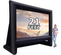 GYUEM 21 ft Inflatable Outdoor Projector Movie Screen - Huge Air-Blown Cinema Projection Screen Package with Rope, Blower + Tent Stakes - Great for Outdoor Party Backyard Pool Fun (21ft)
