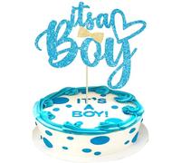 Gyufise 1 Pack Blue Glitter It's a Boy Cake Topper Gender Reveal Cake Decoration Pick for Baby Shower Gender Reveal Baby Boy 1st 2nd 3rd Birthday Party Decorations Supplies