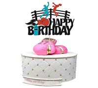 Gyufise 1 Pack Boxing Cake Topper Boxing Decorations Bout Pugilist Infighter Beat Boxing Platform Punching Bag Glove Themed Men Kids Boy Girl Birthday Party Cake Decor Happy Birthday Event Supplies