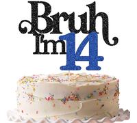 Gyufise 1 Pack Bruh I'm 14 Cake Topper Oh Yeah It's My 14 Birthday Cake Pick Dude Bro I'm 14 Fabulous Cake Decorations for Cheers to 14 Years Happy 14th Birthday Party Cake Decoration Blue