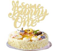 Gyufise 1 Pack Gold Glitter Some Bunny is One Cake Topper Easter 1st Birthday Decoration Supplies Bunny Rabbit Theme 1st Birthday Cake Topper for Girls Boys