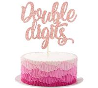 Gyufise 1 Pack Happy 10th Birthday Cake Topper Rose Gold Double Digits Cake Decoration for 10th Birthday Double Digits Photo Decoration Props