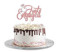 Gyufise 1 Pack Just Engaged Cake Topper Glitter We're Engaged Cake Pick Engagement Party Decorations Bridal Engagement Wedding Cupcake Decoration Party Supplies Rose Gold