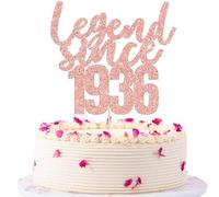 Gyufise 1 Pack Legend Since 1936 Cake Topper Glitter Seventy Happy 90th Birthday Cake Pick Cheers to 90 Years Cake Decoration for 90th Birthday Wedding Anniversary Party Decorations Supplies Rose Gold