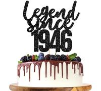 Gyufise 1 Pack Legend Since 1946 Cake Topper Glitter Seventy Happy 80th Birthday Cake Pick Cheers to 80 Years Cake Decoration for 80th Birthday Wedding Anniversary Party Decorations Supplies Black