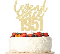 Gyufise 1 Pack Legend Since 1951 Cake Topper Glitter Seventy Happy 75th Birthday Cake Pick Cheers to 75 Years Cake Decoration for 75th Birthday Wedding Anniversary Party Decorations Supplies Gold