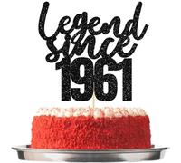 Gyufise 1 Pack Legend Since 1961 Cake Topper 65th Birthday Happy Birthday Cake Decoration Cheers to 65 Years for 65th Birthday Wedding Anniversary Party Decoration Supplies Black
