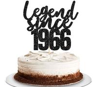 Gyufise 1 Pack Legend Since 1966 Cake Topper 60th Birthday Happy Birthday Cake Decoration Cheers to 60 Years for 60th Birthday Wedding Anniversary Party Decoration Supplies Black