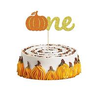 Gyufise 1 Pack Pumpkin One Cake Topper Glitter Fall Theme Little Pumpkin 1st Birthday Cake Pick Decorations for Baby Shower First Birthday Thanksgiving Party Supplies