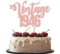 Gyufise 1 Pack Vintage 1946 Cake Topper Glitter Happy 80th Birthday Cake Decorations for 80th Men and Women Birthday 80 Fabulous and Happy Seventy Party Supplies Rose Gold