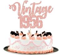 Gyufise 1 Pack Vintage 1956 Cake Topper Glitter Happy 70th Birthday Cake Decorations for 70th Men and Women Birthday 70 Fabulous and Happy Seventy Party Supplies Rose Gold