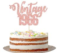 Gyufise 1 Pack Vintage 1966 Cake Topper Glitter Happy 60th Birthday Cake Decorations for 60th Men and Women Birthday 60 Fabulous and Happy Sixty Party Supplies Rose Gold