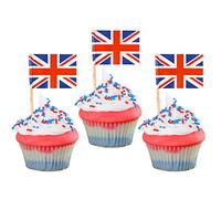 Gyufise 100Pcs Mini UK Flags Cupcake Toppers Double Sided British United Kingdom Toothpick Small Union Jack Flags Cupcake Pick Sticks for UK Party Supplies
