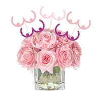 Gyufise 12Pcs Breast Cancer Awareness Party Decorations Glitter Breast Flower Centerpiece Sticks Table Toppers for Love Women Health Pink Ribbon Party Supplies Pink Purple Rose Gold