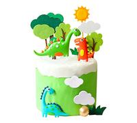 Gyufise 12Pcs Decorations Set Forest Tree Sun Cloud Dinosaur Cake Toppers for Jungle Safari Dino Theme Baby Shower Birthday Party Decorations Supplies
