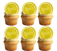 Gyufise 12Pcs Fake Lemon Slices Cake Toppers Realistic Plastic Fake Lemons Decor for Kitchen Lemonade Stand Party DIY Craft Vase Filler Tiered Tray Centerpiece Summer Display Photo Props