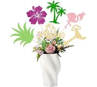 Gyufise 12Pcs Summer Tropical Flower Centerpiece Sticks Assembled Glitter Hawaii Aloha Table Centerpiece Sticks for Hawaiian Luau Theme Kids Birthday Party Supplies Multicolor