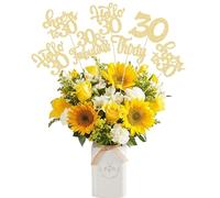 Gyufise 15Pcs 30th Birthday Centerpiece Sticks Thirty Happy 30th Table Flower Centerpieces Sticks Cheers to 30 Floral Decorations for 30th Birthday Party Centerpieces Supplies Gold