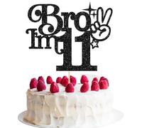 Gyufise 1Pc Brother I'm 11 Cake Topper Glitter Happy 11th Birthday Cake Pick Bro I'm 11 Cake Decoration It's My 11th Birthday Decorations for Boys Cheers to 11 Years Old Birthday Party Supplies Black