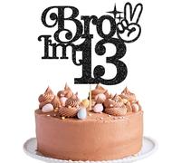 Gyufise 1Pc Brother I'm 13 Cake Topper Glitter Happy 13th Birthday Cake Pick Bro I'm 13 Cake Decoration It's My 13th Birthday Decorations for Boys Cheers to 13 Years Old Birthday Party Supplies Black