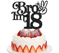 Gyufise 1Pc Brother I'm 18 Cake Topper Glitter Happy 18th Birthday Cake Pick Bro I'm 18 Cake Decoration It's My 18th Birthday Decorations for Boys Cheers to 18 Years Old Birthday Party Supplies Black