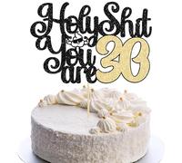 Gyufise 1Pc Holy Shit You are 30 Cake Topper Glitter Funny 30th Birthday Cake Pick for Happy 30th Cheers to 30 Years Old Birthday Party Cake Decorations Supplies