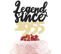 Gyufise 1Pc Legend Since 1955 Cake Topper Glitter 70th Birthday Cake Pick Cheers to 70 Years Happy 70th Cake Decoration for 70th Birthday Anniversary Wedding Party Cake Decorations Supplies Black Gold