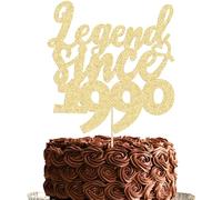 Gyufise 1Pc Legend Since 1990 Cake Topper Glitter 35th Birthday Cake Pick Cheers to 35 Years Happy 35th Cake Decoration for 35th Birthday Anniversary Wedding Party Cake Decorations Supplies Gold