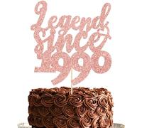 Gyufise 1Pc Legend Since 1990 Cake Topper Glitter 35th Birthday Cake Pick Cheers to 35 Years Happy 35th Cake Decoration for 35th Birthday Anniversary Wedding Party Cake Decorations Supplies Rose Gold