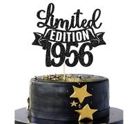 Gyufise 1Pc Limited Edition 1956 Cake Topper Black Glitter Happy 70th Birthday Party Cake Decoration Supplies Cheer to 70 Years Cake Bunting Decor for 70th Birthday Party Photo Booth Props