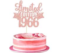 Gyufise 1Pc Limited Edition 1966 Cake Topper Glitter Sixty Happy 60th Birthday Cake Topper Cheers to 60 Years Cake Pick Decoration for Anniversary Party Cake Decorations Supplies Rose Gold