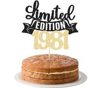 Gyufise 1Pc Limited Edition 1981 Cake Topper Black Gold Glitter Happy 45th Birthday Party Cake Decoration Supplies Cheer to 45 Years Cake Bunting Decor for 45th Birthday Party Photo Booth Props