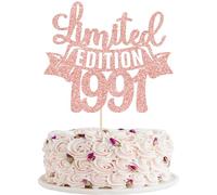 Gyufise 1Pc Limited Edition 1991 Cake Topper Glitter Thirty Five Happy 35th Birthday Cake Topper Cheers to 35 Years Cake Pick Decoration for Anniversary Party Cake Decorations Supplies Rose Gold