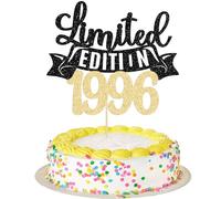 Gyufise 1Pc Limited Edition 1996 Cake Topper Glitter Thirty Happy 30th Birthday Cake Topper Cheers to 30 Years Cake Pick Decoration for 30th Anniversary Party Cake Decorations Supplies Black Gold