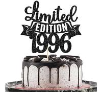 Gyufise 1Pc Limited Edition 1996 Cake Topper Glitter Thirty Happy 30th Birthday Cake Topper Cheers to 30 Years Cake Pick Decoration for 30th Anniversary Party Cake Decorations Supplies Black